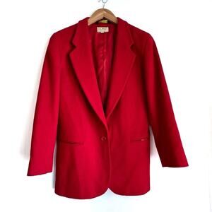 Vintage LL Bean wool and cashmere red blazer jacket Freeport Maine size 10R